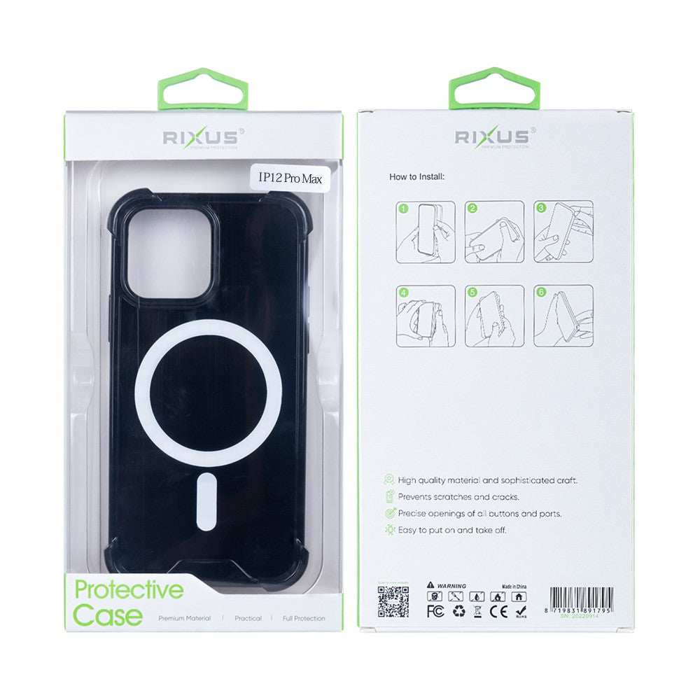 Rixus Anti-Burst Case With Magsafe For Apple iPhone 12 Pro Max Black