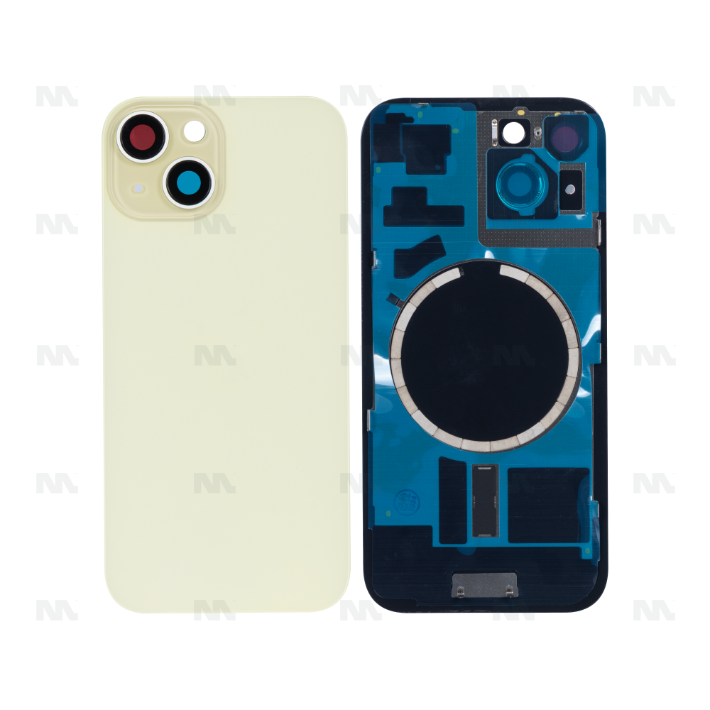 Vetro Extra per iPhone 15 con Cornice Ingrandita della Fotocamera Gialla Compatibile - Ricambio Protettivo