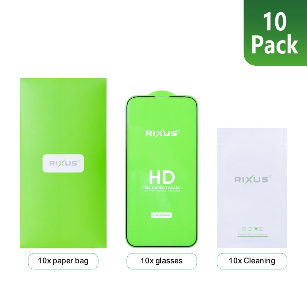 Rixus Clear HD Full Curved Edge Tempered Glass For Apple iPhone 13 Mini (10-Pack)