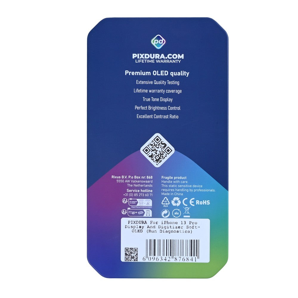 PIXDURA For iPhone 13 Pro Display And Digitizer Soft-OLED (Run Diagnostics)
