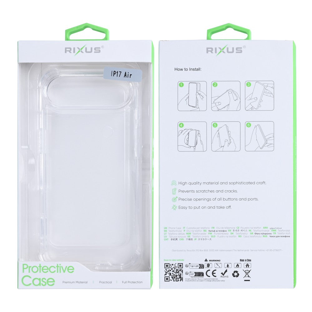 Rixus Anti-Burst Case For Apple iPhone 17 Air Transparent