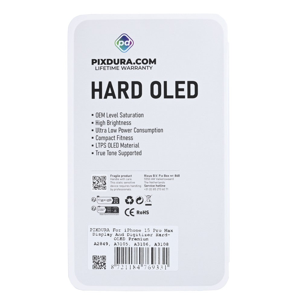 PIXDURA For iPhone 15 Pro Max Display And Digitizer Hard-OLED Premium