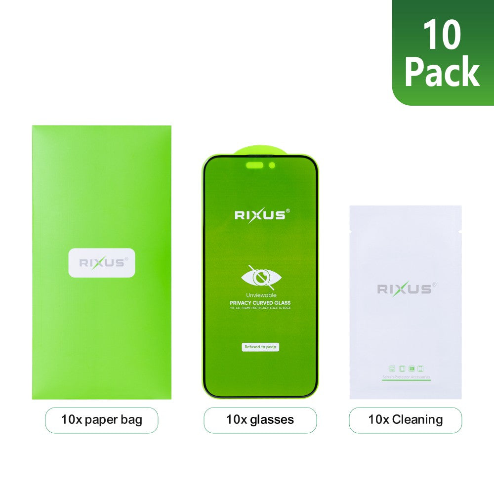 Rixus Privacy Full Curved Edge Tempered Glass For Apple iPhone X, XS, 11 Pro (10-Pack)