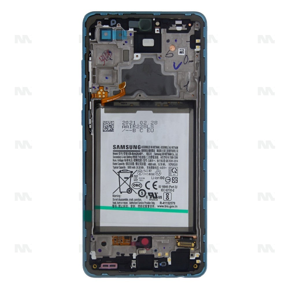 Display Completo con Batteria per Samsung Galaxy A72 4G/5G 2021 SM-A725/A726 (GH82-25542B/GH82-25541B) Ricambio Blu