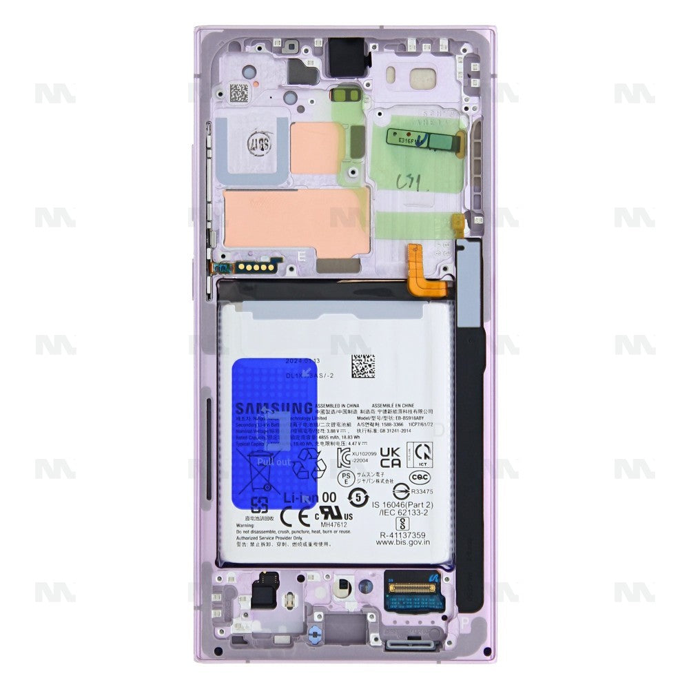 Samsung Galaxy S23 Ultra (SM-S918B) (GH82-30467D) Display Complete (With Battery) - Lavender