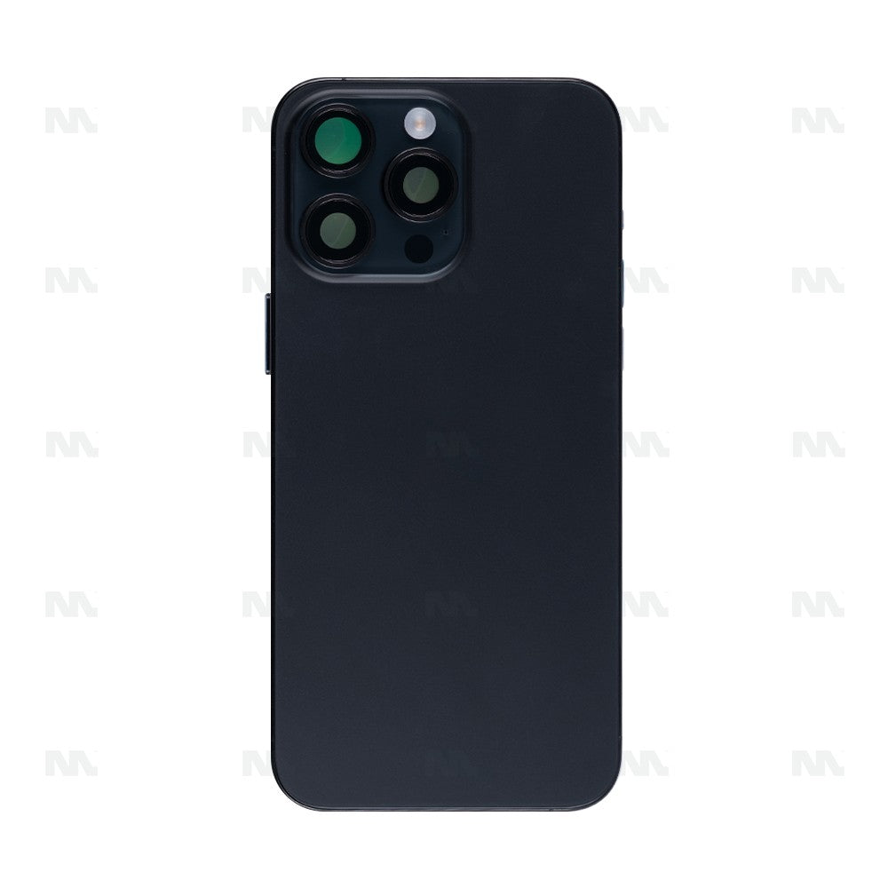 Coque Complète iPhone 15 Pro Max Noir Titane Avec Petites Pièces Sans Batterie Ni Caméra Arrière Pièce Détachée