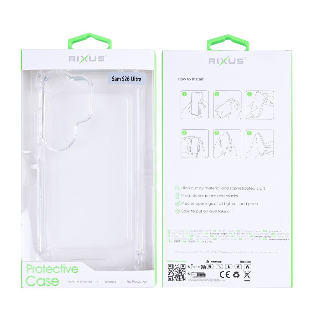 Rixus Anti-Burst Case For Samsung Galaxy S26 Ultra Transparent
