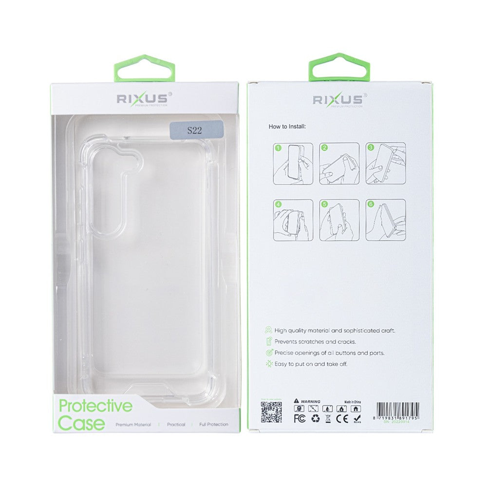Capa Antirruptura Rixus para Samsung Galaxy S22 5G S901B Transparente - Estojo Protetor Substituição
