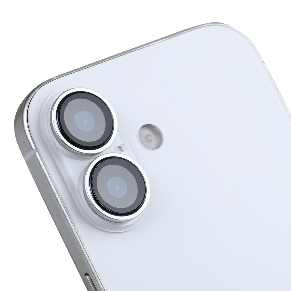 Rixus Metal Shield Camera Tempered Glass For Apple iPhone 16, 16 Plus, 17 Silver