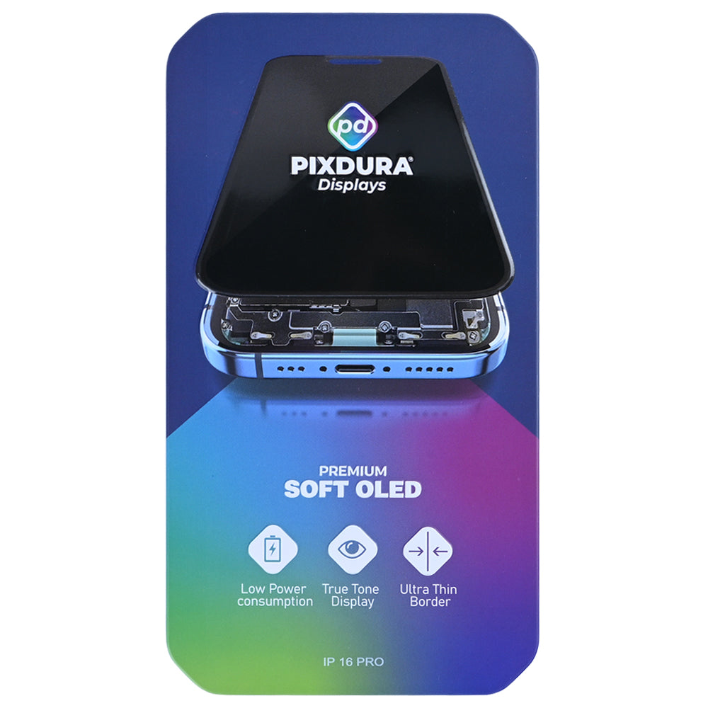 PIXDURA For iPhone 16 Pro Display And Digitizer Soft-OLED Premium (IC Removable) (120Hz)