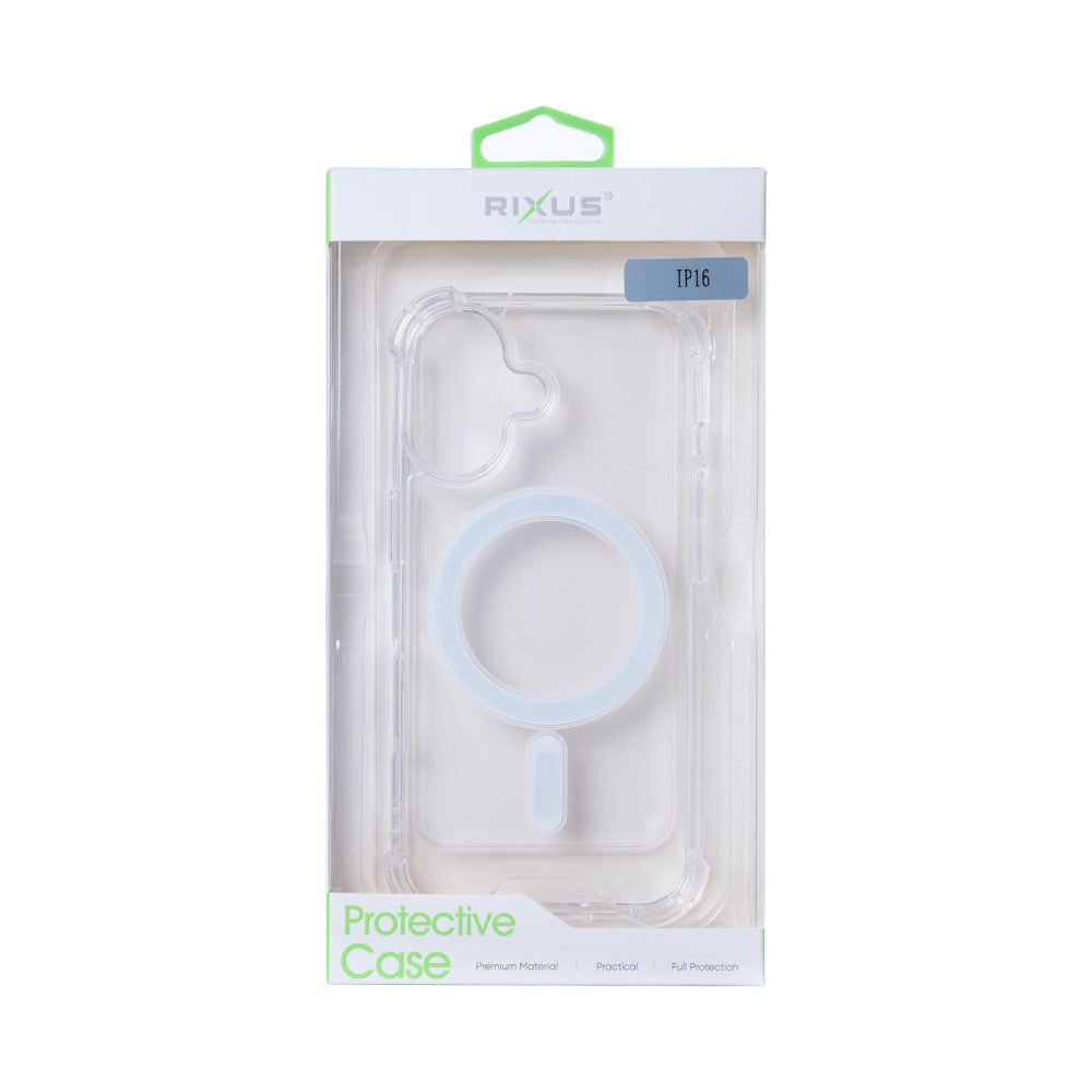 Rixus Anti-Burst Case With MagSafe For Apple iPhone 16 Transparent