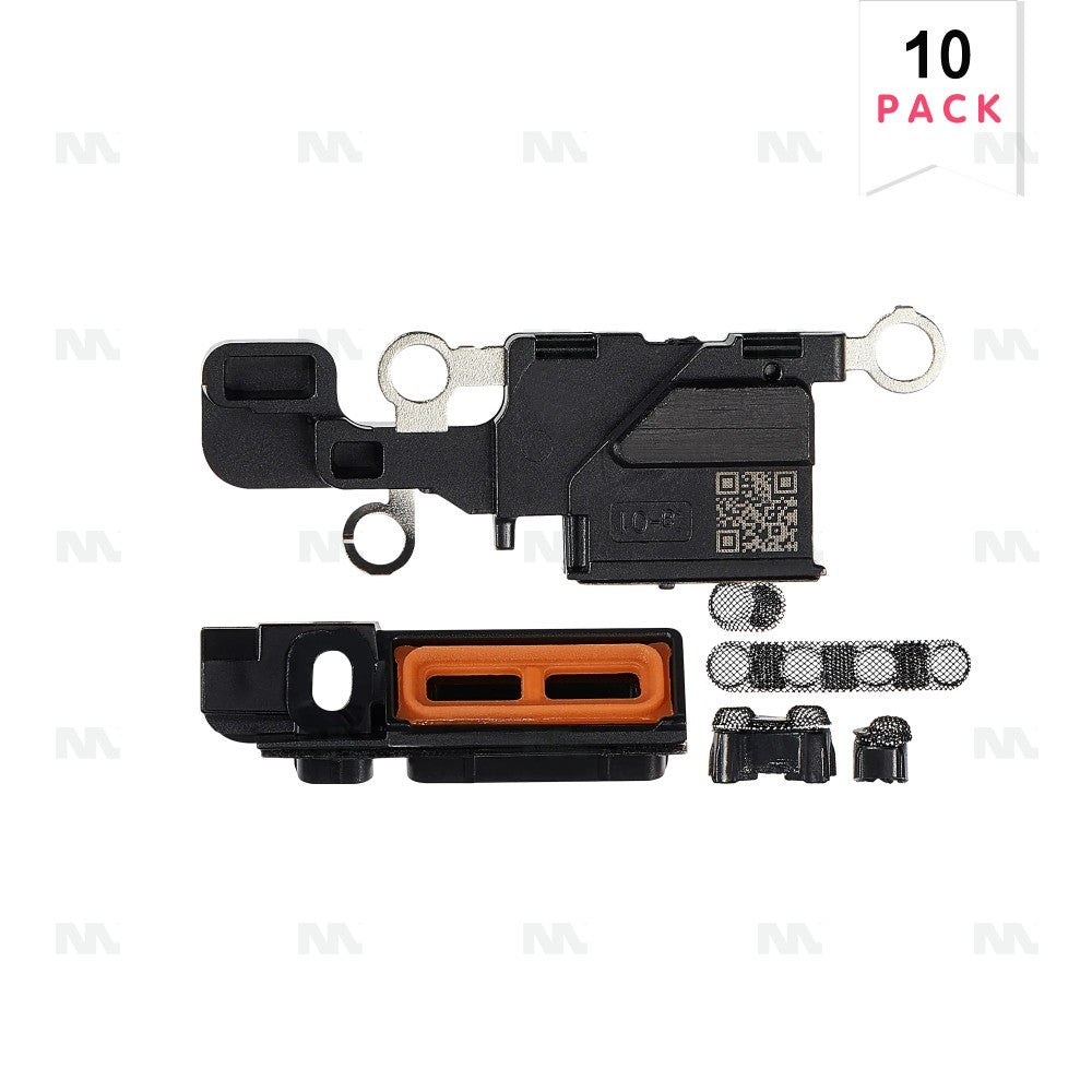 Set de 10 Rejillas de Altavoz y Micrófono para Apple iPhone 16 Negro Compatible Repuesto
