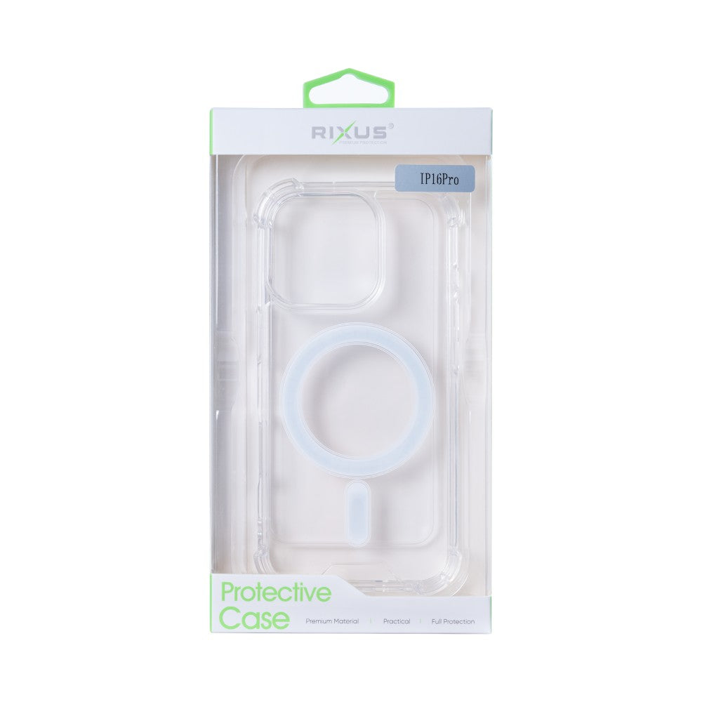 Rixus Anti-Burst Case With MagSafe For Apple iPhone 16 Pro Transparent