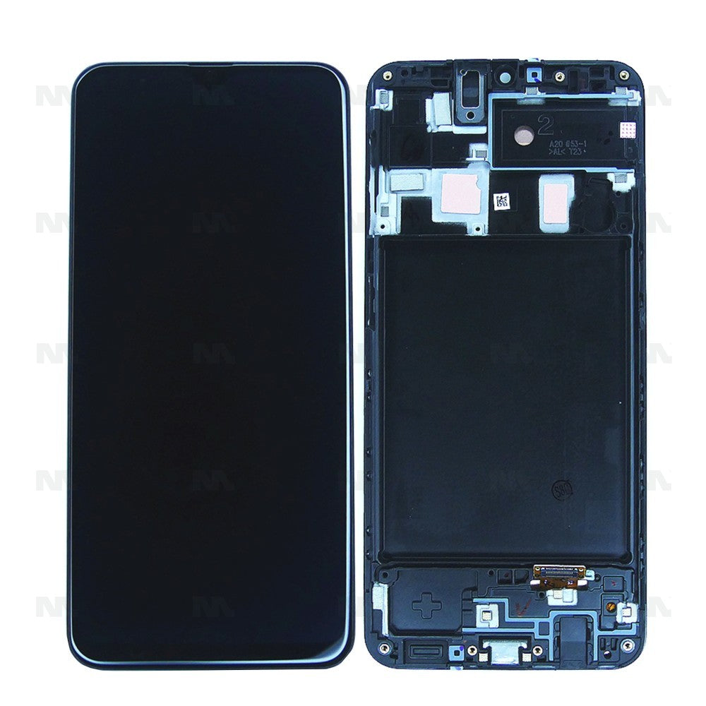 Samsung Galaxy A20 A205F Display And Digitizer With Frame Black Service Pack