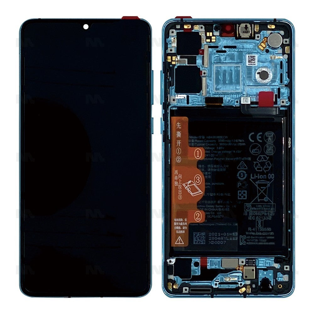 Huawei P30 (ELE-L29, ELE-L09) New Version Display And Digitizer Complete Aurora Blue