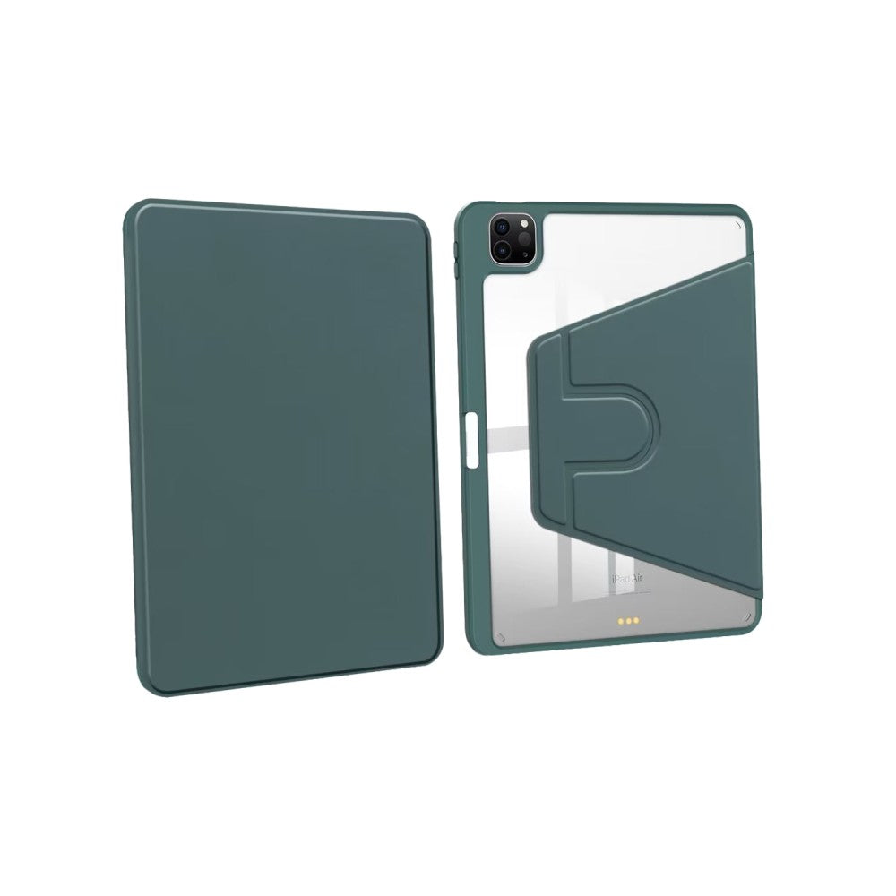 For iPad Air 4, Air 5 10.9, Pro 11 (2020, 2022) , Air 11 (2024) PU Leather Protective Case Midnight Green