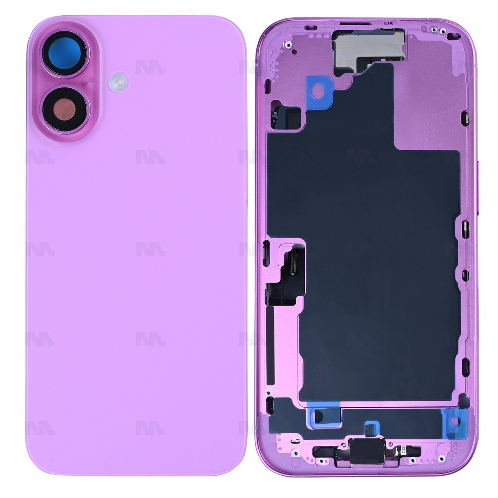 Coque Complète iPhone 16 Rose Avec Petites Pièces Sans Batterie Ni Caméra Arrière Pièce de Rechange