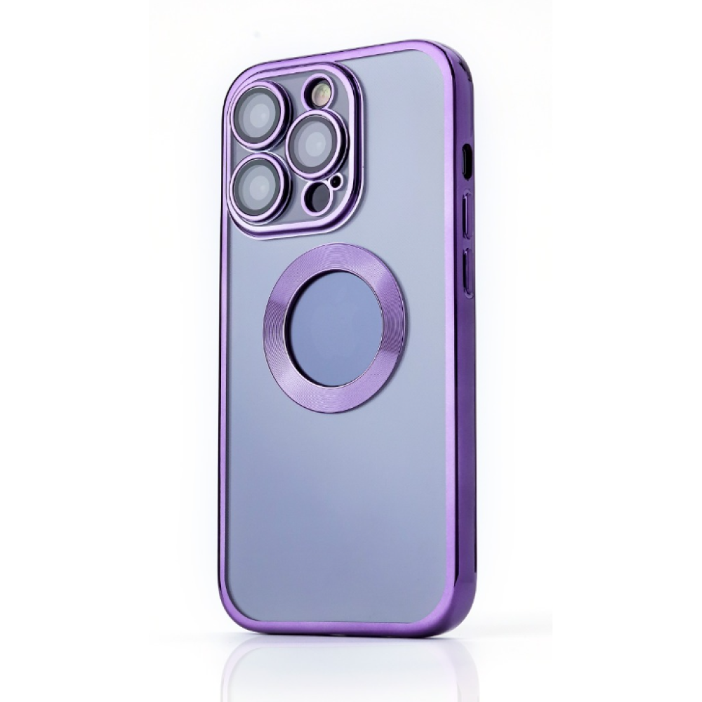 NY Glossy Phone & Camera TPU Case For iPhone 14 - Transparent Purple