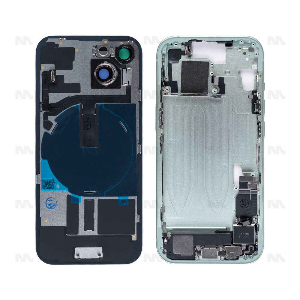 For iPhone 15 Complete Housing Incl. All Small Parts Without Battery And Back Camera Green