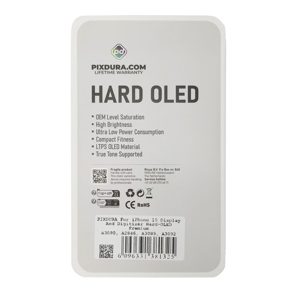 PIXDURA For iPhone 15 Display And Digitizer Hard-OLED Premium