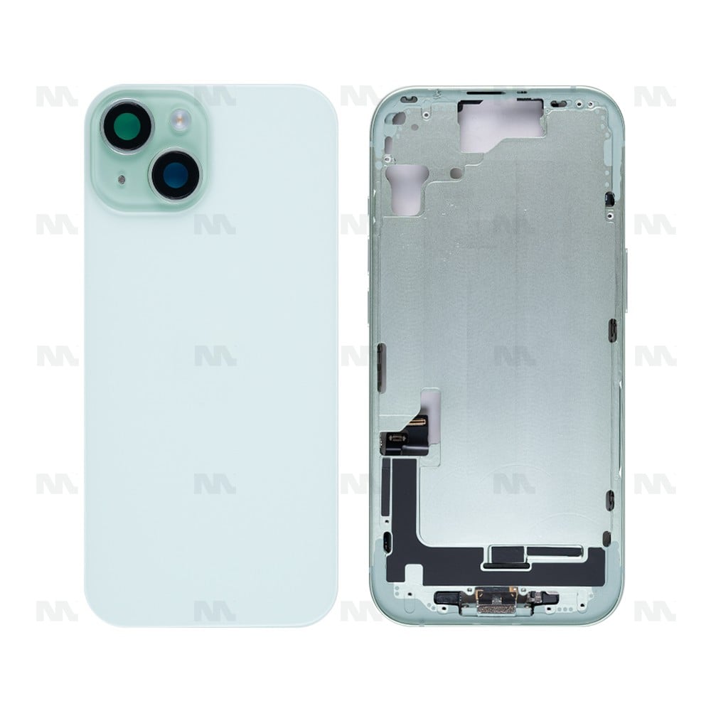 For iPhone 15 Complete Housing Incl. All Small Parts Without Battery And Back Camera Green