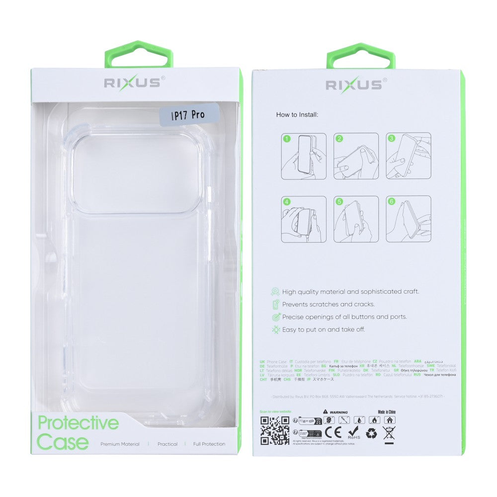 Rixus Anti-Burst Case For Apple iPhone 17 Pro Transparent