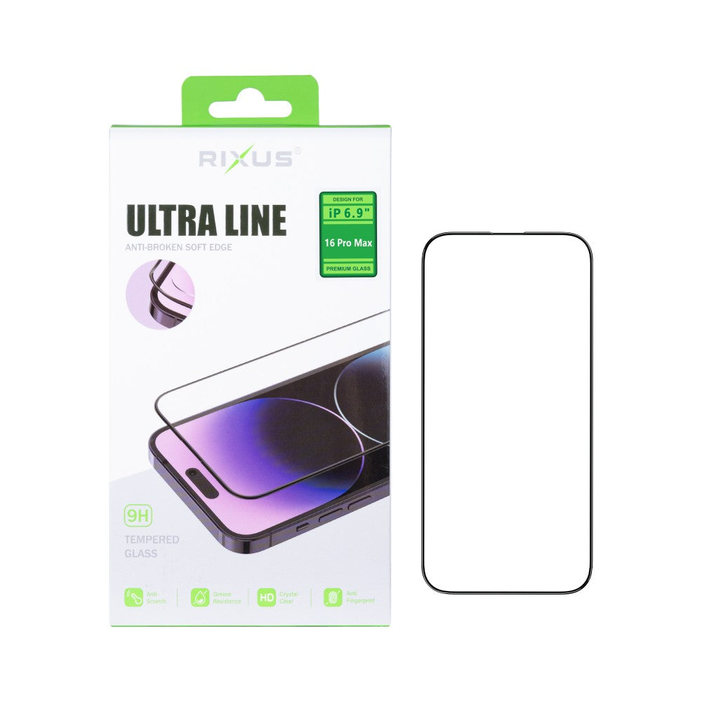 Rixus Clear HD Ultra Line Tempered Glass For Apple iPhone 16 Pro Max