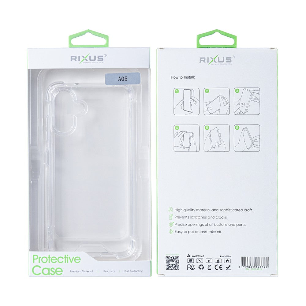 Capa Antirruptura Rixus Para Samsung Galaxy A05 Transparente - Estojo Protetor Substituição