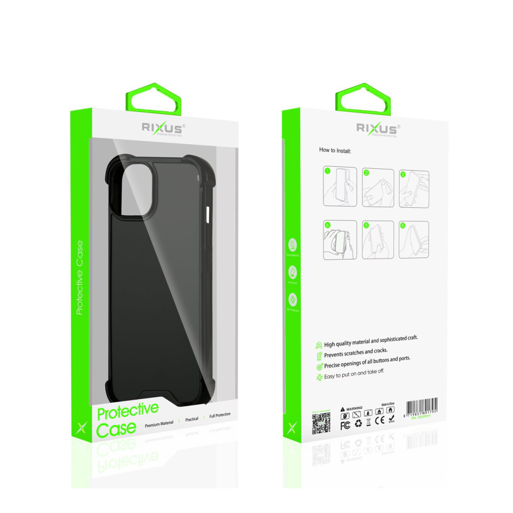Rixus Anti-Burst Case For Apple iPhone 14 Pro Max Black