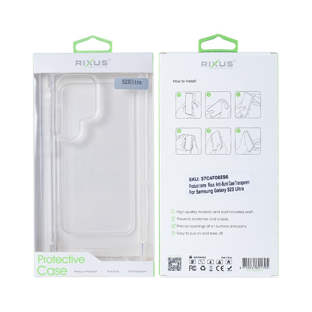 Capa Antirruptura Rixus Para Samsung Galaxy S23 Ultra Transparente - Estojo Protetor Substituição