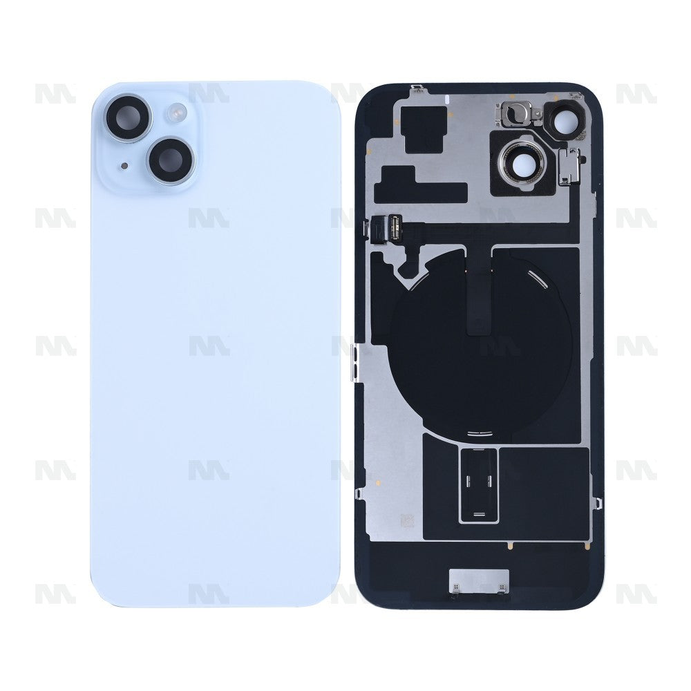 For iPhone 15 Plus Extra Glass With NFC, Enlarged Camera Frame Blue Pulled