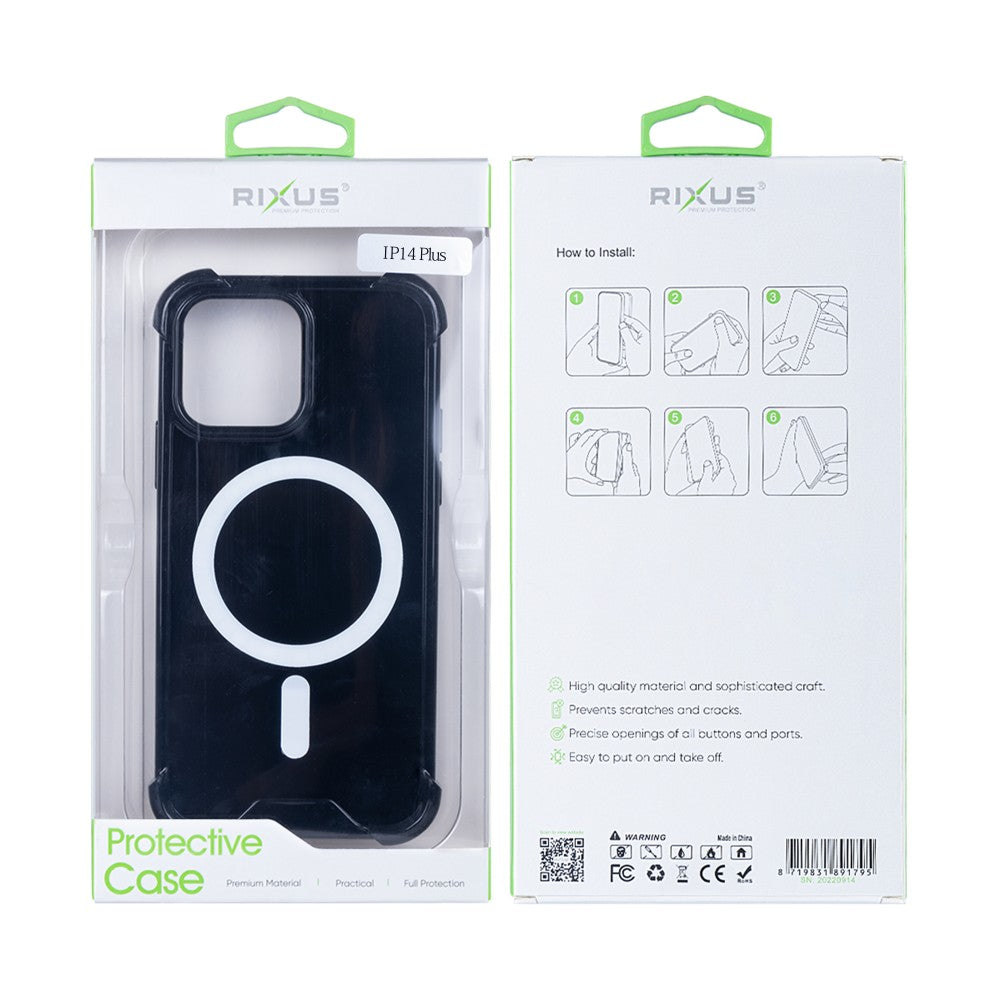 Rixus Anti-Burst Case With Magsafe For Apple iPhone 14 Plus Black