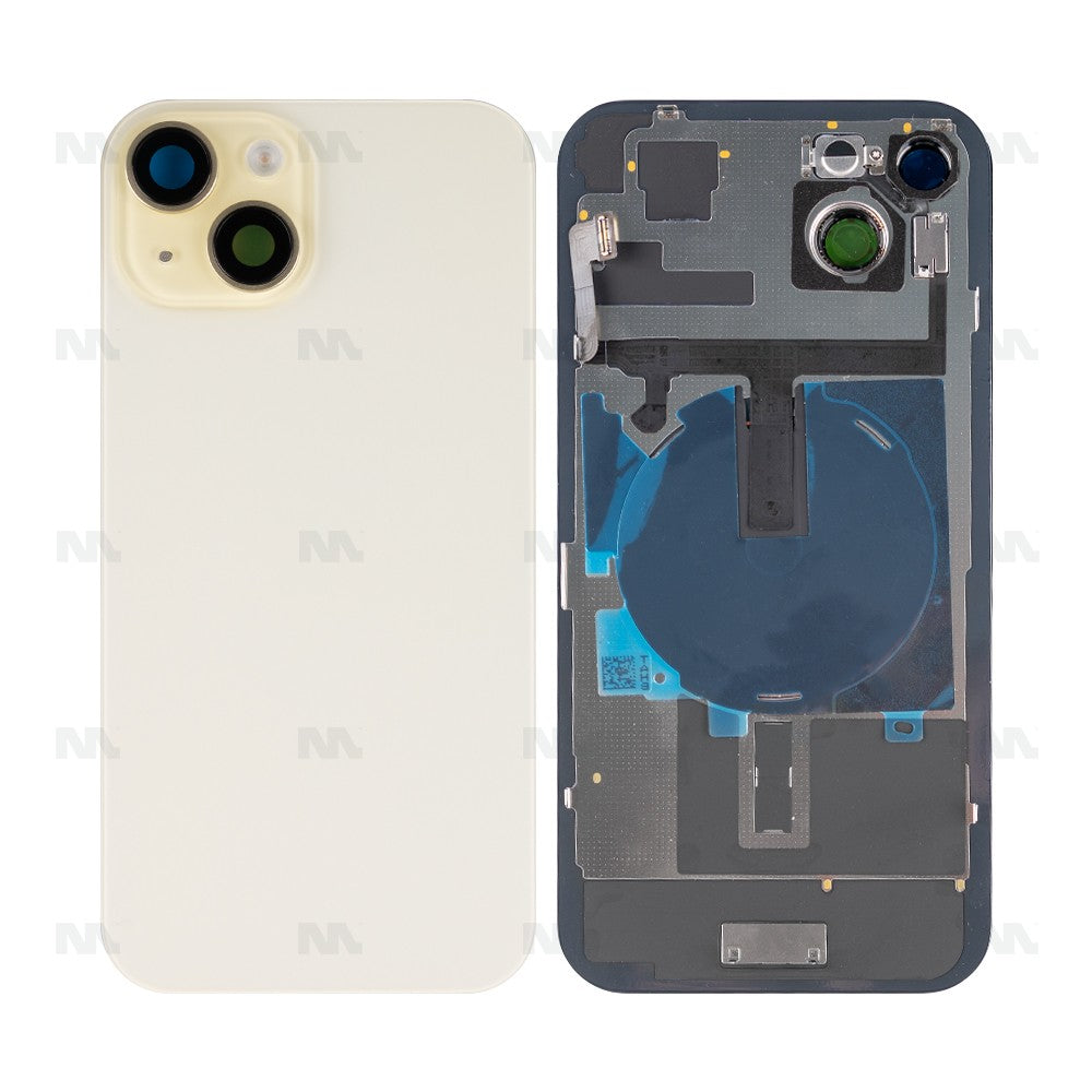 Vetro Extra per iPhone 15 con NFC, Cornice Fotocamera Ingrandita Gialla, Ricambio OEM