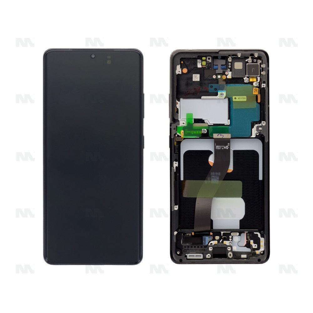 Samsung Galaxy S21 Ultra 5G G998B Display And Digitizer With Frame Phantom Black Service Pack