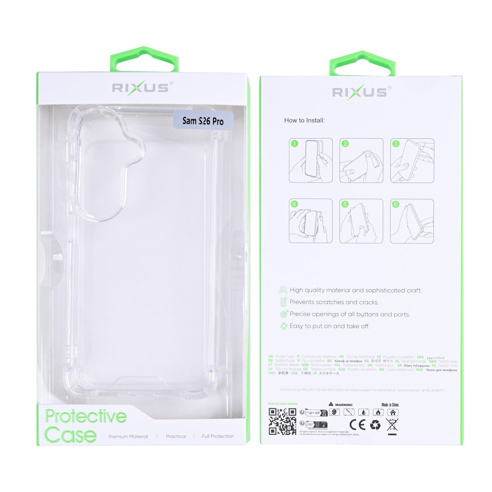 Rixus Anti-Burst Case For Samsung Galaxy S26 Pro Transparent