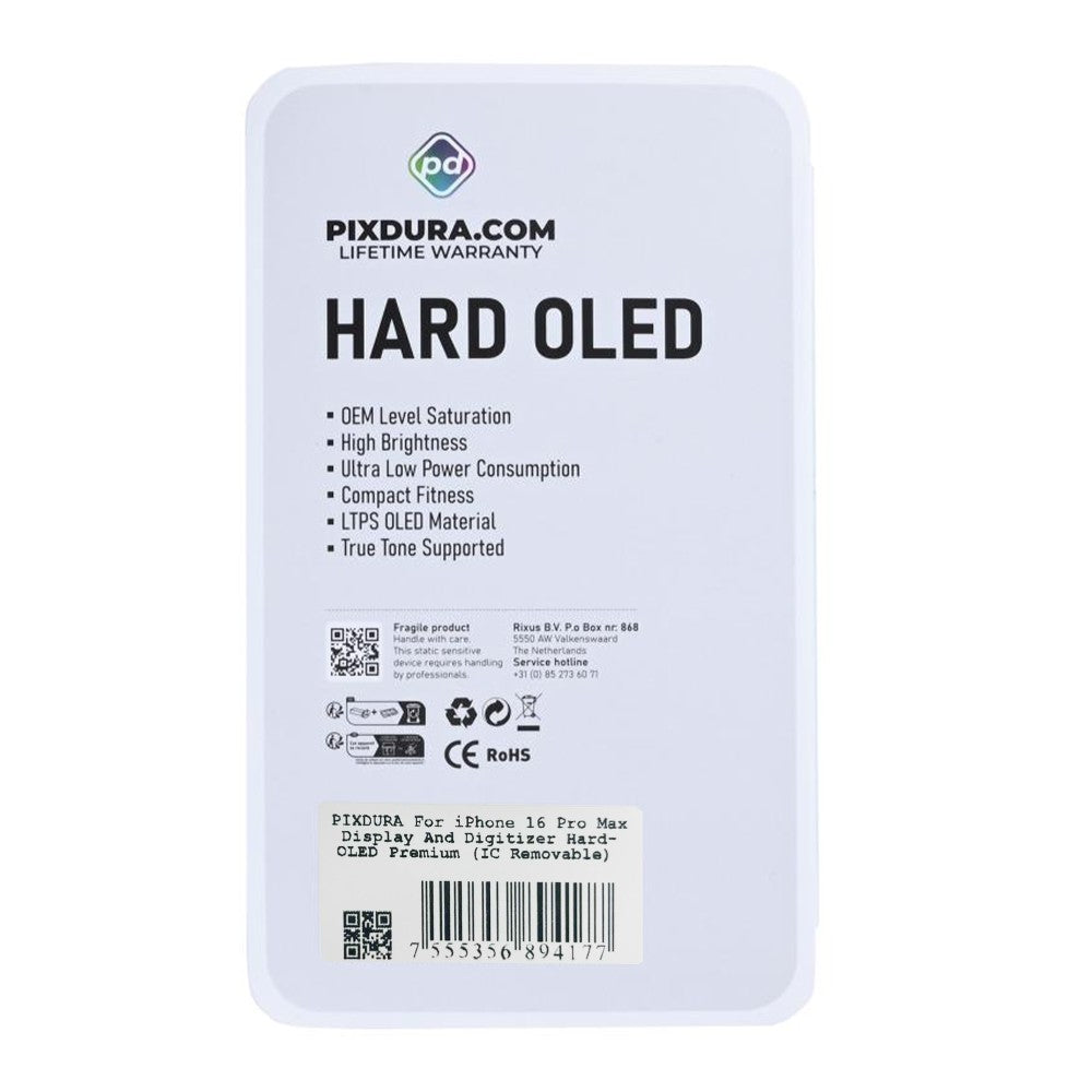 PIXDURA For iPhone 16 Pro Max Display And Digitizer Hard-OLED Premium (IC Removable)