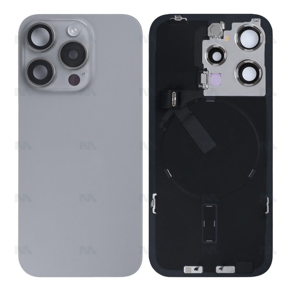 For iPhone 15 Pro Extra Glass With NFC, Enlarged Camera Frame Natural Titanium Pulled