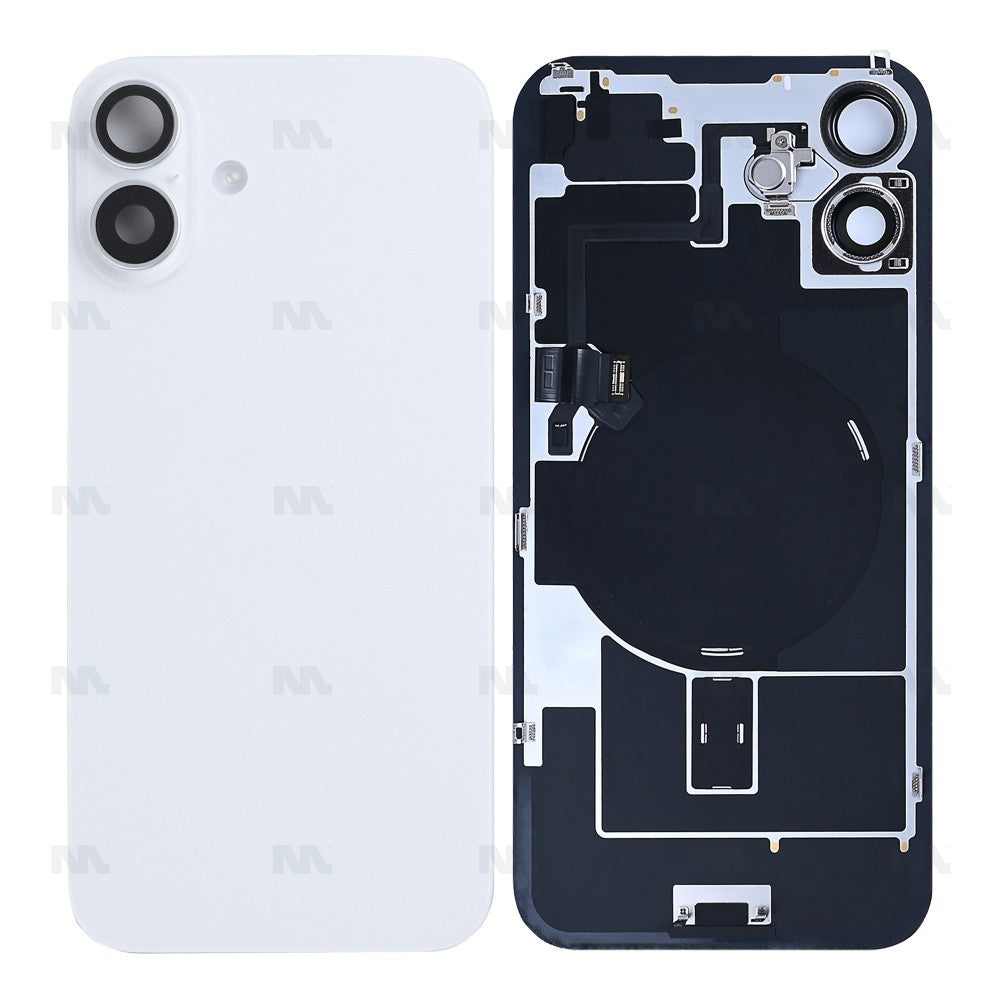 Vetro Extra per iPhone 16 Plus con NFC, Cornice Fotocamera Ingrandita Bianca, Ricambio