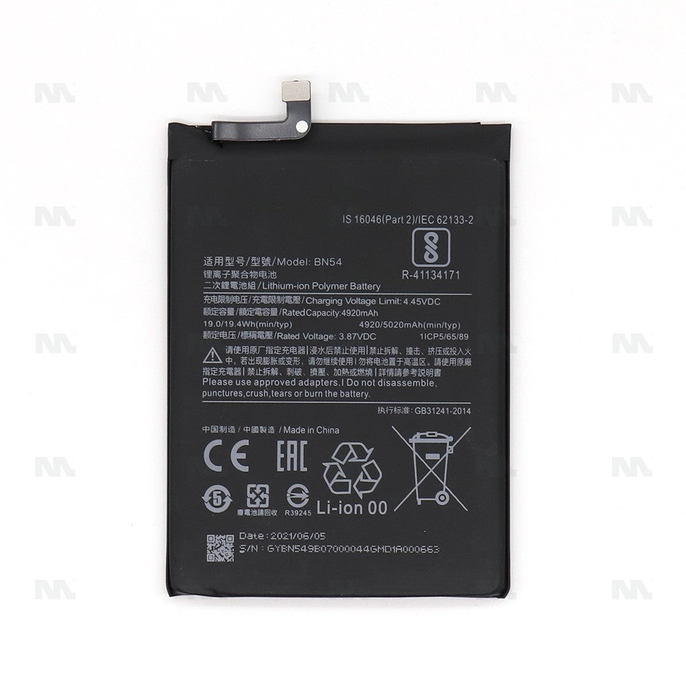 Xiaomi Redmi 9, Redmi Note 9 Battery BN54 OEM