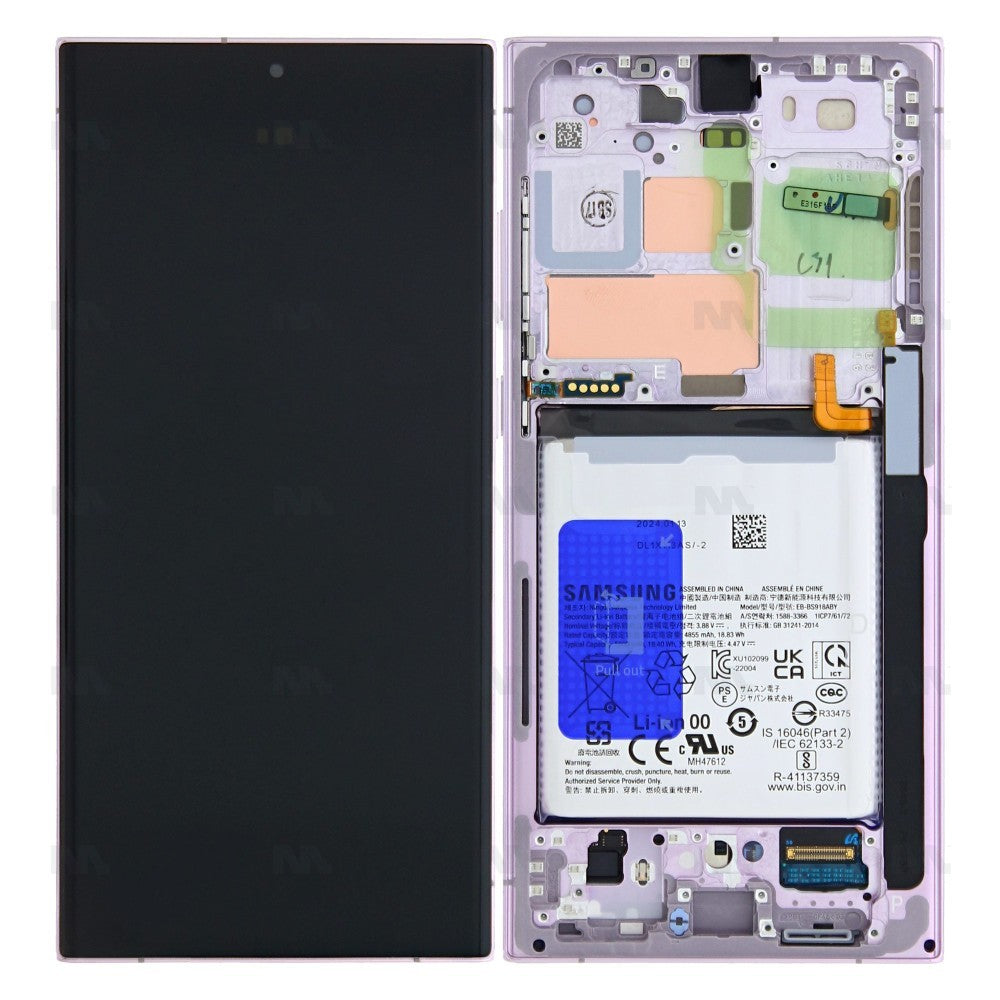 Samsung Galaxy S23 Ultra (SM-S918B) (GH82-30467D) Display Complete (With Battery) - Lavender