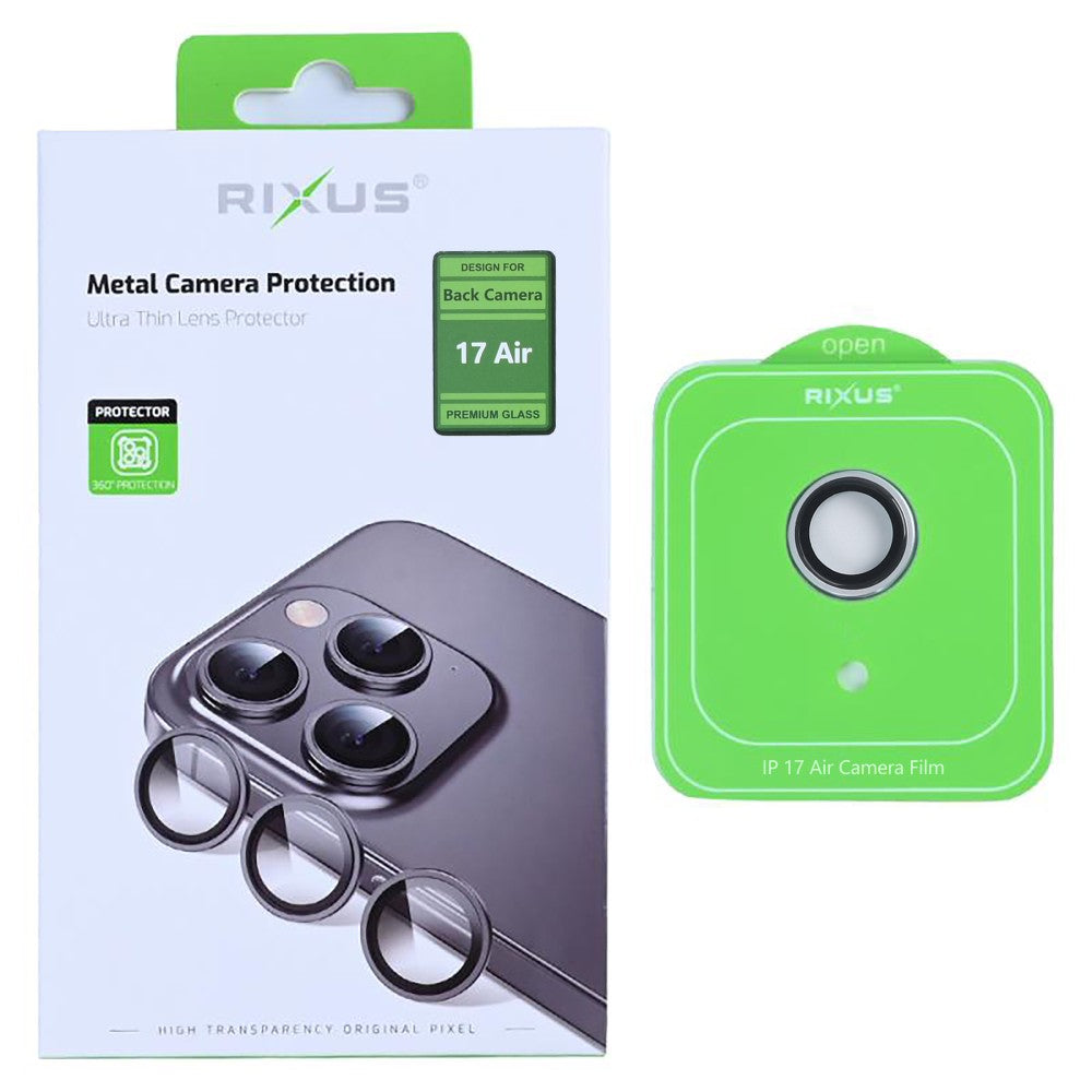 Rixus Metal Shield Camera Tempered Glass For Apple iPhone 17 Air Silver