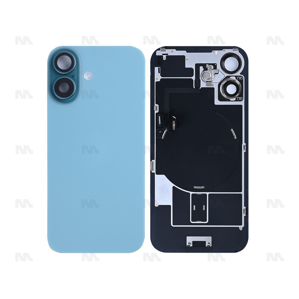 For iPhone 16 Extra Glass With NFC, Enlarged Camera Frame Teal Pulled
