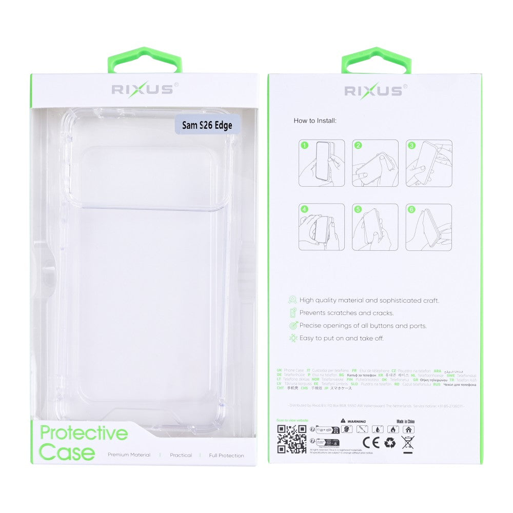 Rixus Anti-Burst Case For Samsung Galaxy S26 Edge Transparent