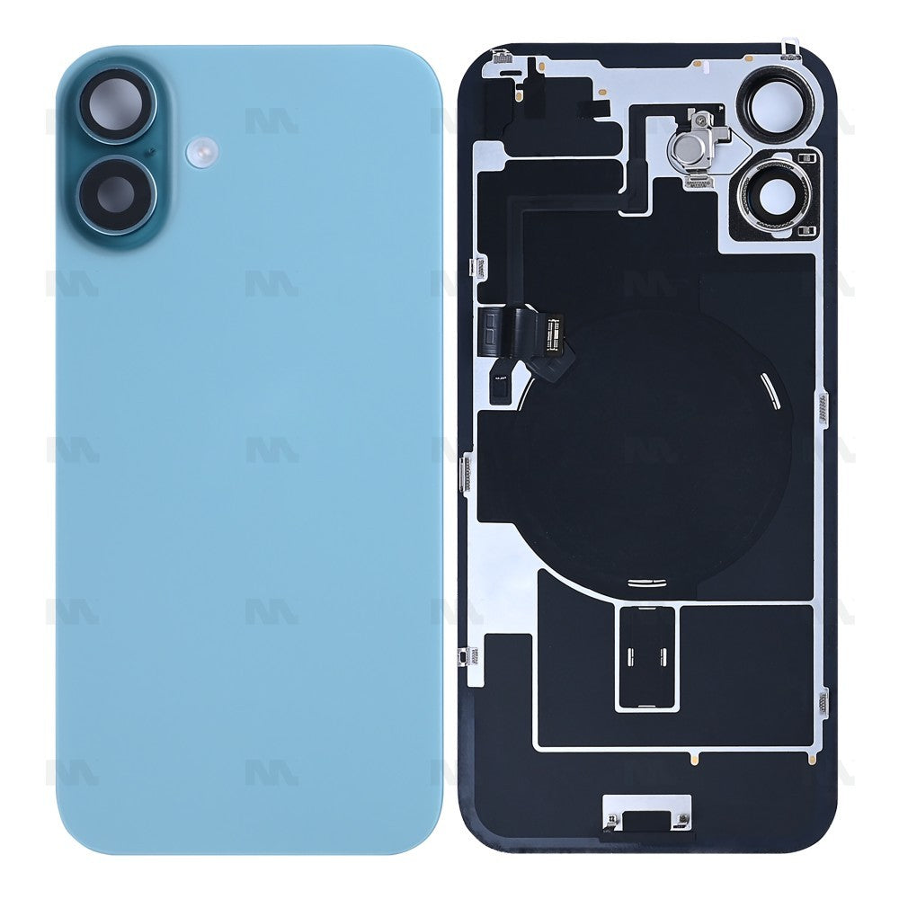 For iPhone 16 Plus Extra Glass With NFC, Enlarged Camera Frame Teal Pulled