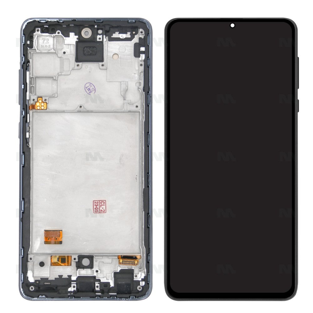 Display e Digitador com Moldura Samsung Galaxy A72 A725F Preto OLED Flexível Peça de Substituição