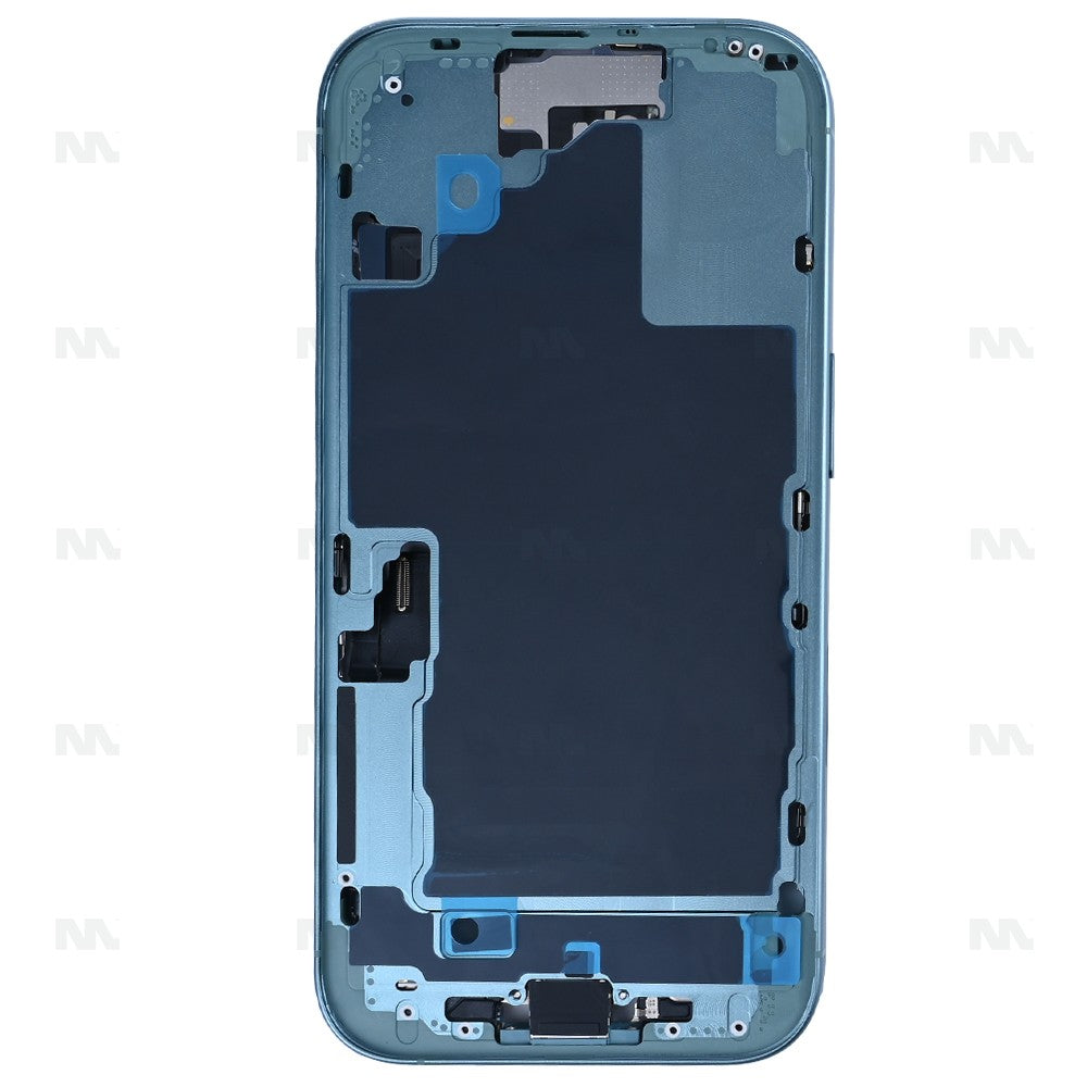 Coque Complète iPhone 16 Bleu Sarcelle Avec Petites Pièces Sans Batterie Ni Caméra Arrière Pièce Détachée