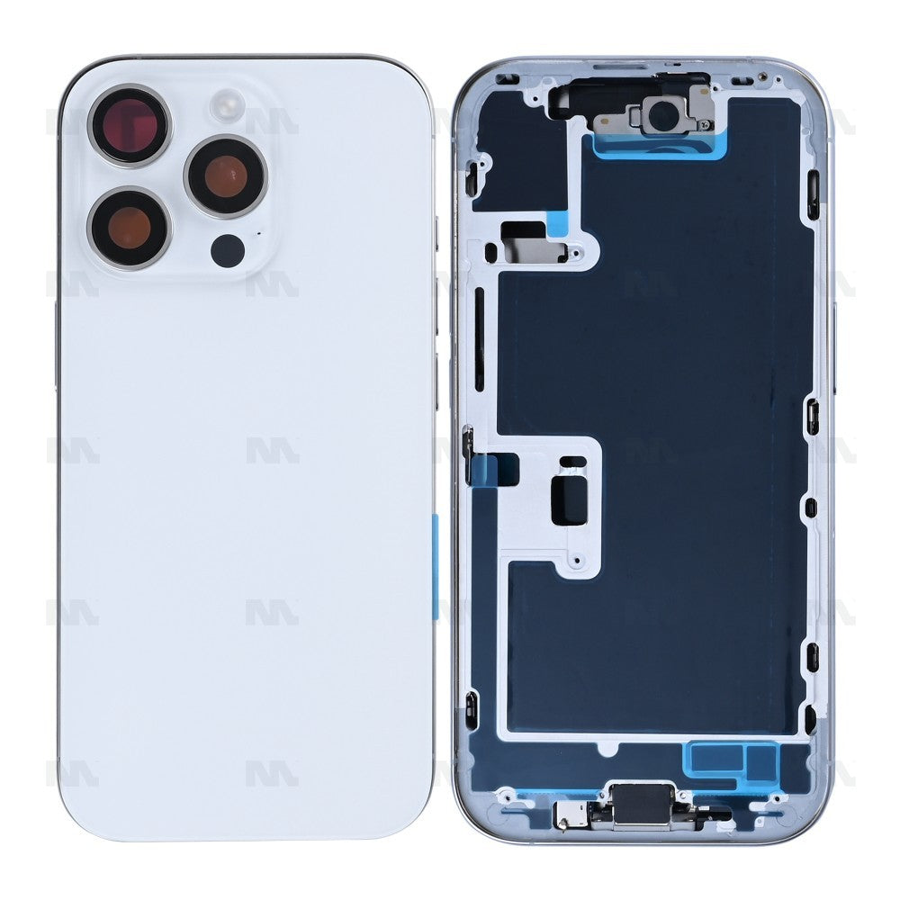 For iPhone 16 Pro Complete Housing Incl. All Small Parts Without Battery And Back Camera White Titanium