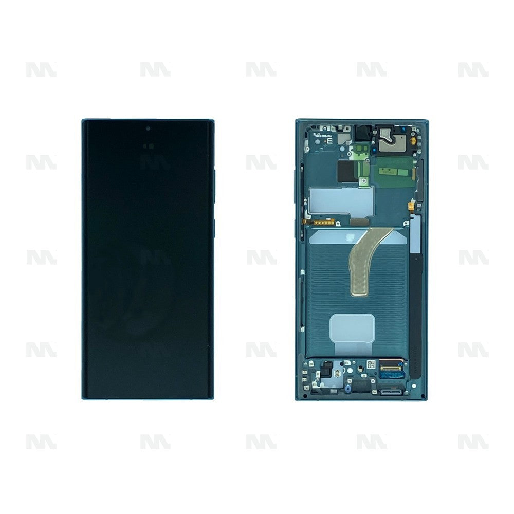 Samsung Galaxy S22 Ultra S908B Display And Digitizer With Frame Green Service Pack