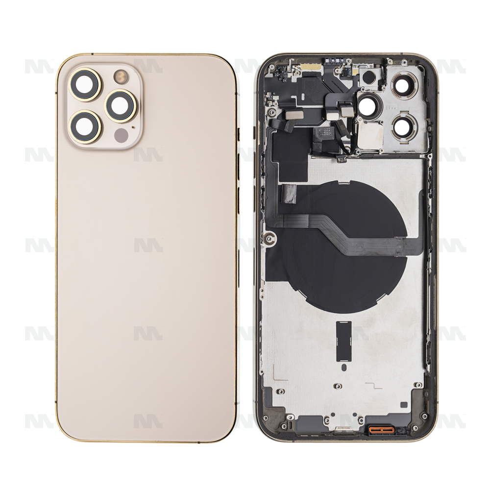 Carcasa Completa iPhone 12 Pro Max Oro con Piezas Pequeñas Incluidas Sin Batería ni Cámara Trasera Repuesto