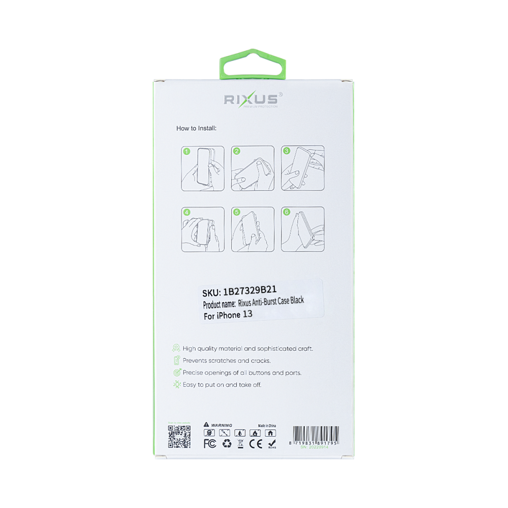Rixus Anti-Burst Case For Apple iPhone 13 Black